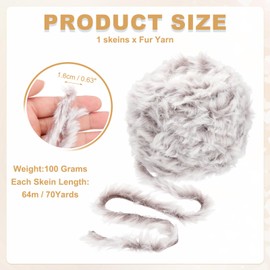 PATIKIL 70 Yards Fur Yarn, 100 Grams Soft Plush Fluffy Chunky Polyester Faux Fur Eyelash Yarn for Crocheting Hand Knitting Blanket Hats Crochet Crafting, Brown