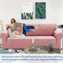 ZNSAYOTX 1 Piece Jacquard Chair Slipcovers for Living Room High Stretch Chair Covers with Arms Anti Slip Pets Friendly Couch Sofa Armchair Cover Furniture Protector (Small,New Pattern Rose)