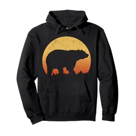 Bear Vintage Grizzly Retro Nature Outdoor Hiking Alaska Gift Pullover Hoodie