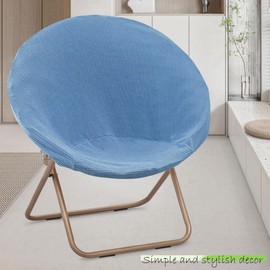 Buenanir Saucer Chair Covers Stretch Round Moon Saucer Chair Cover Slipcovers Jacquard Foldable Saucer Chair Cover Cozy Chair Slipcovers Protector for Bedroom 2 Pieces Sky Blue