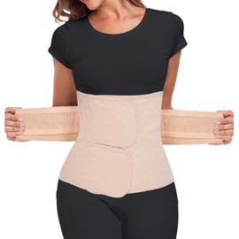 MAMODY Postpartum Belly Wrap – c section recovery belt, post partum women belly belt, Abdominal Binder after pregnancy postpartum belly band After Birth Brace (Beige, L)
