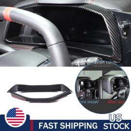 autopart2021 Carbon Fiber ABS Interior Dashboard Speedmeter Trim Frame For Corvette C8 20-25