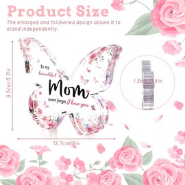 Sekonow Unique Butterfly Mom Birthday Gifts Acrylic Plaque, I Love You Mothers Day Gifts Ideas from Daughter Son, 5x3.7x0.5in
