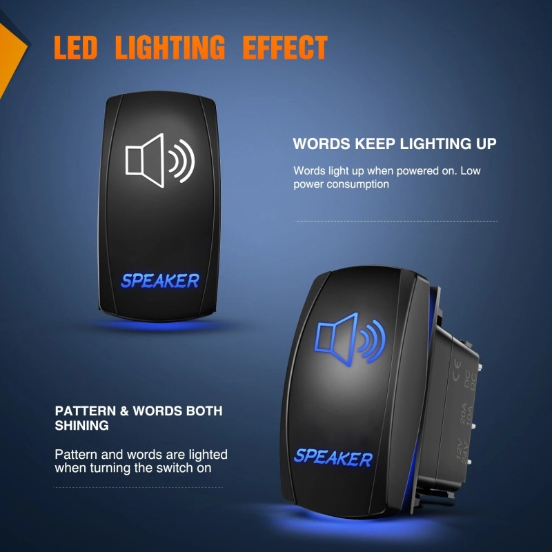Nilight Speaker Rocker Switch Led Light Bar Switch 5 Pin