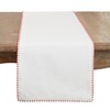 Saro Lifestyle Whip Stitched Design Cotton Table Runner, White/Red, 13"x72"