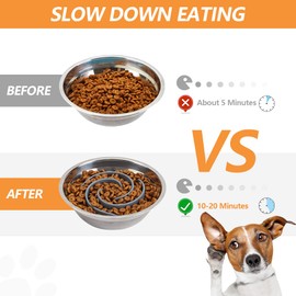 Slow Feeder Dog Bowls Insert, Animire Soft Silicone Slow Eating Dog Food Bowl for Small, Medium and Large Dogs, Compatible with Regular and Elevated Dog Bowls