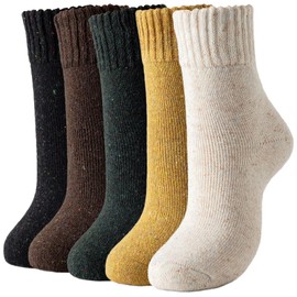 Pleneal Wool Socks for Women - 5 Pairs Womens Winter Wool Socks, Warm Winter Sock for Women Men Vintage Crew Sock Casual