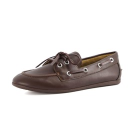 CUSHIONAIRE Women's Anchor Boat Shoe – Classic Slip-On Moccasin Loafer with Nautical Detailing + Memory Foam, Wide Widths Available, Dark Brown Smooth 9
