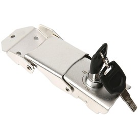 Abnehmbares Edelstahl-Schnallenschloss für Motorradkoffer, Heckkasten und Seitenkoffer, 110 mm Scharnierschloss mit 2, Silber