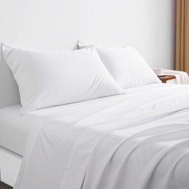 SP Cotton King Size Sheet Set - 600 Thread Count 100% Egyptian Cotton 4 Piece White Sheet Set - Deep Pockets Fits Upto 19 Inch - Sateen Weave Luxury Hotel Quality Solid Bed Sheets & Pillowcases