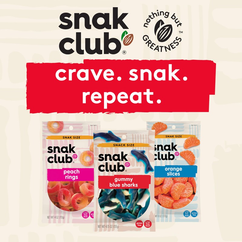 Snak Club Cherry Slices Gummy Candy, Fruit Flavored Candy Gummies,