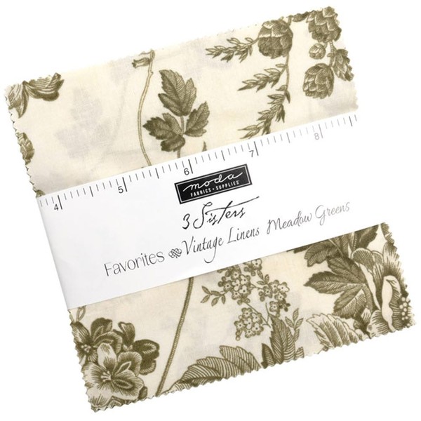 Meadow Greens Charm Pack by 3 Sisters; 42 5-inch Precut