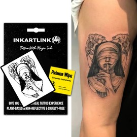 Inkartlink Tatuaje Semipermanente, Tatuaje Temporal, Tatuaje De Fiesta, Diseño Hermoso Y Realista, Experiencia De Tatuaje Divertida, Libre De Crueldad Animal, No Reflecta Monja Silenciosa