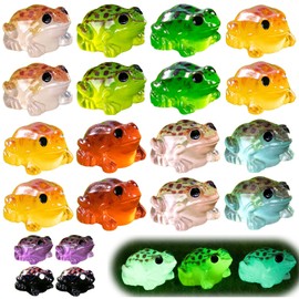 20Pcs Mini Resin Toads, Luminous Tiny Frogs Figurines, Glow in The Dark Mini Resin Animals, Miniature Frog Ornaments for Dollhouse, Fairy Gardens, Aquariums, Miniature Landscape Home Decoration