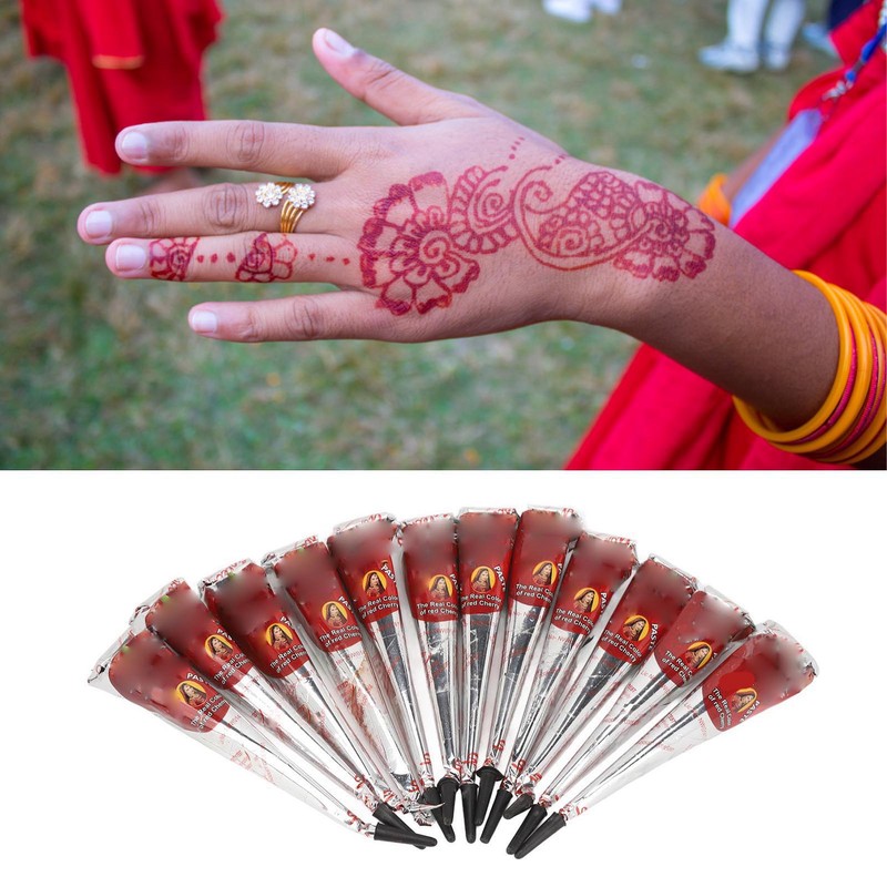 12pcs 25g Temporary Tattoo Paste Cone Shaped Lasting 5 to