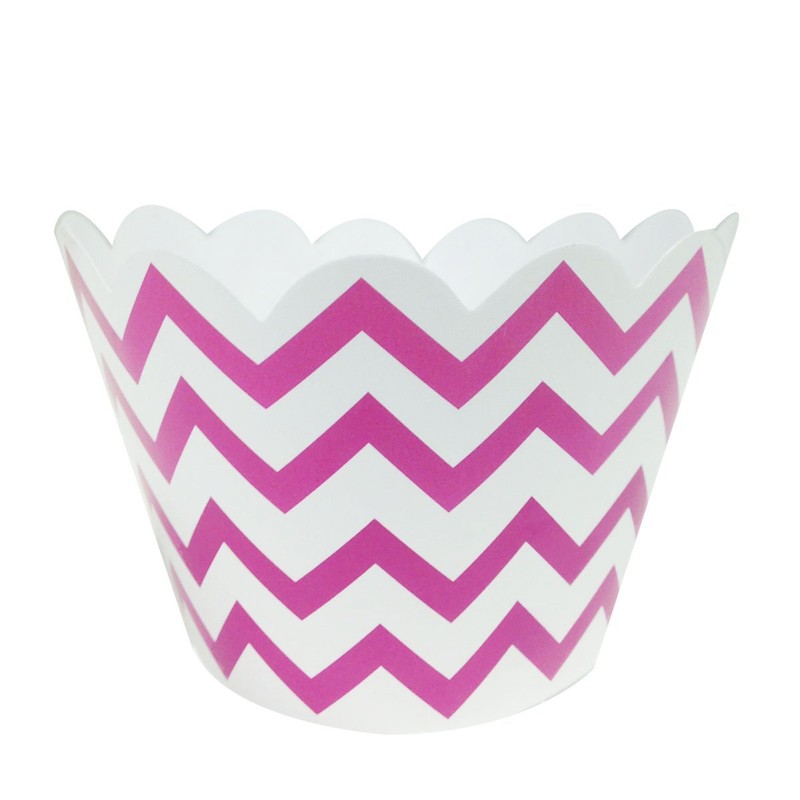 Wrapables Set of 20 Standard Size Chevron Cupcake Wrappers, Hot