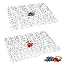 2 Pack Sink Protector Mats for Ceramic Sinks/Stainless Steel Sinks, Kitchen Sink Mat Protector Draining Mat for Bathroom Kitchen Countertop 30 x 40cm (Clear, Blueberry/Cherries)