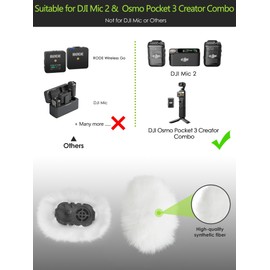 YOUSHARES 2 Packs Furry Mic Windscreen for DJI MIC 2, Microphone Pop Filter Mic Cover for DJI MIc 2 Reduce Background Nosie, White (Not for DJI MIC 1)