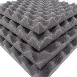 Ready-to-Use Corrugated 1.2 inches (3 cm), Set of 4, Soundproofing Fast Lab, Corrugated, Urethane Foam, Sponge, Sound Absorption, Cushioning Material, 9.8 x 9.8 inches (25 x 25 cm), Density: 26 kg/m3
