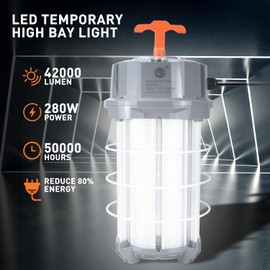 Led Temporary Work Light 280W, Portable Hanging Work Construction Lights, Linkable 5000K 42,000LM Bright for High Bay Jobsite Warehouse Outdoor Indoor Lighting Waterproof…