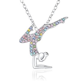 CEMOTY Charm Necklaces for Teen Girls-Gymnastics Necklace for Teen Girls-Cute Gymnastics Pendant Necklace Jewelry for Girls Birthday Christmas Gifts-Girls MixColor Gymnastic Necklaces