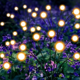 URAGO Solar Garden Lights, New Upgraded 2 Pack Solar Firefly Lights, Sway by Wind, Solar Outdoor Lights Waterproof, High Flexibility Swaying Solar Lights for Outside Yard Patio Pathway Decoration