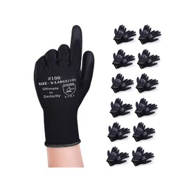 DONFRI Lightweight Work Gloves, PU Thin Gloves, Black Gloves, Gardening Gloves, Anti-Slip, Abrasion Resistant (12 Pair Pack, XL)
