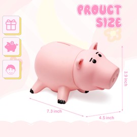 Hamm Piggy Bank, Cute Pink Piggy Banks for Kids, Unbreakable Money Bank for Boys and Girls, Plastic Coin Bank for Christmas Birthday Gift (Pink)