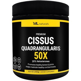 ML Naturals Premium Cissus Quadragularis 50X 300g, Cissus, 20% Ketosterone. Promotes Healthy Joints & Bones, Non -GMO, NSF-Certified & cGMP-Compliant