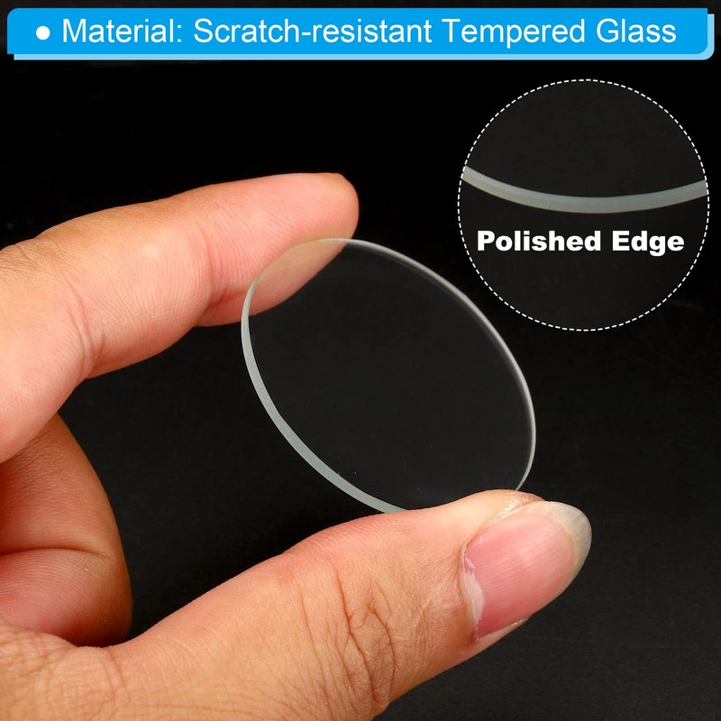 PATIKIL 1.51x0.06 Dia Flashlight Glass Lens, 2 Pcs Polished Edge