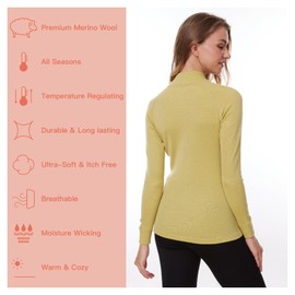 MERINNOVATION Merino Wool Base Layer for Womens Wool Half Zip Sweater Midweight 240gsm