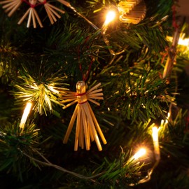 com-four® Straw Stars in a Mixed Set - Christmas Tree Decorations - Straw Pendants for the Christmas Tree - Natural Hanging Decorations for Christmas Tree