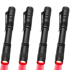 MVIOCS 4 Pack Red Light Flashlights, Red Led Flashlight, Red Flashlight Torch with Clip for Astronomy,Detector,Night Observation, Outdoor Camping