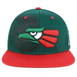 Hecho En Mexico Eagle 3D Embroidered Flat Bill Snapback Cap, Green Red, One Size