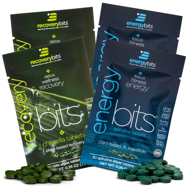 ENERGYbits/RECOVERYbits - Organic Spirulina & Chlorella Tablets - Single Serving