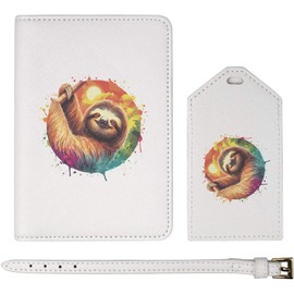 Azeeda 'Sloth at Sunset' Passport Cover & Luggage Tag Travel Set (PA00029299)