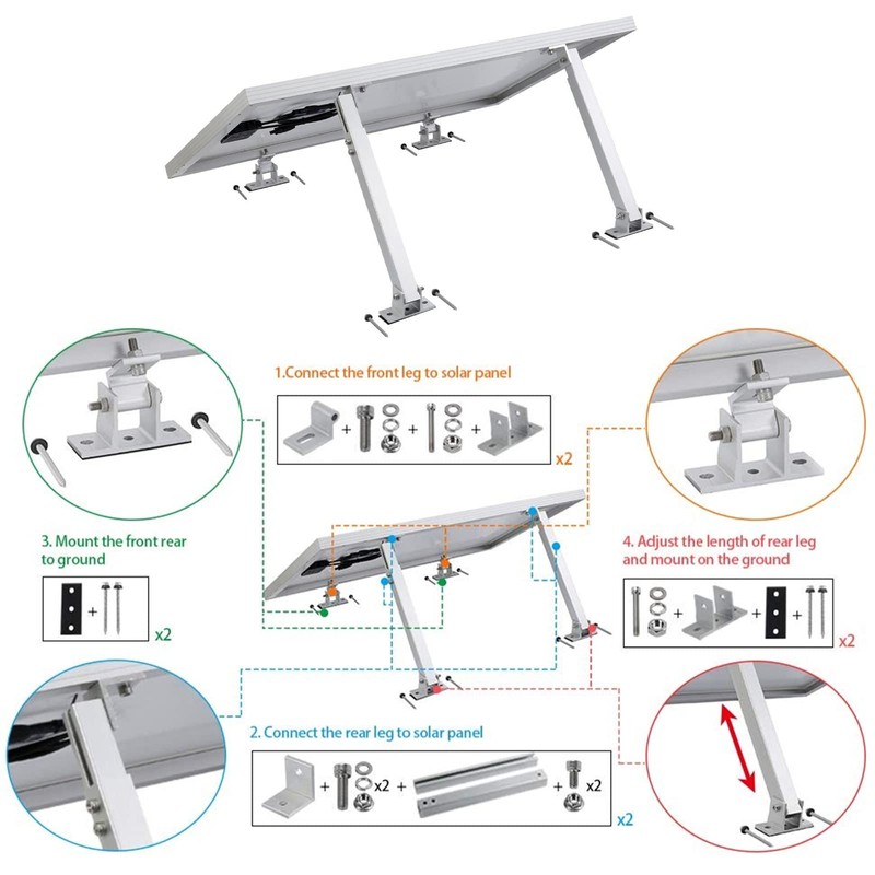 Adjustable Solar Panel, Tilt Adjustable From 15 To 30 Degrees,