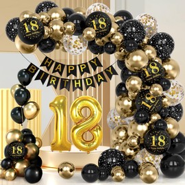 Deko 30 Geburtstag Mann Frau, 30 Geburtstag Schwarz Gold Luftballons Deko Luftballons mit Happy Birthday Banner, Happy Birthday Decorations Set für 30th Geburtstag Jubiläum Party
