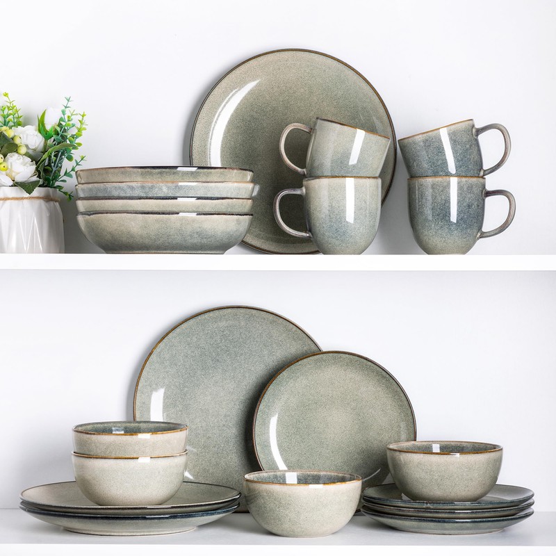 AmorArc Ceramic Dinnerware Sets for 4, 12 Pieces Handpainted Stoneware
