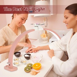 Half Moon Light for Nail Desk with Phone Holder, 28IN Folding Pink Half-moon Light , LED Lamp for Nail Art, Eyelash Extension, Tattooing, Skin Management - Color: Upgraded pink without diamonds