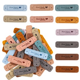 Handmade Tags for Crochet Handmade Leather Labels Faux Handmade with Love Leather Tags for Handmade Items Embellishment Knit Accessories with Hole for DIY Crafts Sewing Crochet Knitting Hats