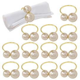 12 Pieces Pearl Napkin Rings, Ele Napkin Rings, Table Decoration Items, Suitable For Home, Hotel, Restaurant, Bar