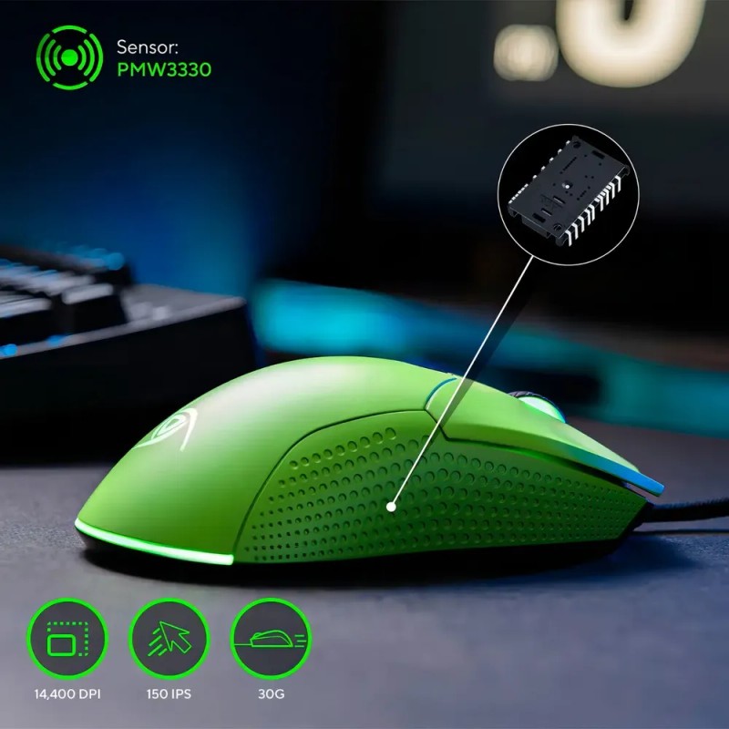 Mouse gamer de juego VSG Aurora verde boreal