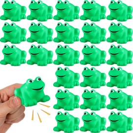 Zubebe Rubber Frogs Squeak and Floating Rubber Bath Toy Baby Shower Swimming Bathtub Toy for Shower Frogs Bathtub Birthday Party Decoration Boys Girls Bath Supplies(24 Pcs,Frog)