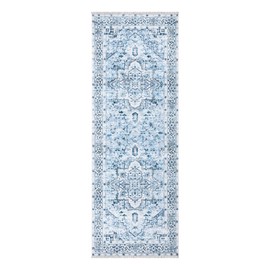 Bloom Rugs Caria Washable Non-Slip 12 ft Runner - Blue Traditional Runner for Entryway, Hallway, Bathroom, and Kitchen - Exact Size: 2'6" x 12'
