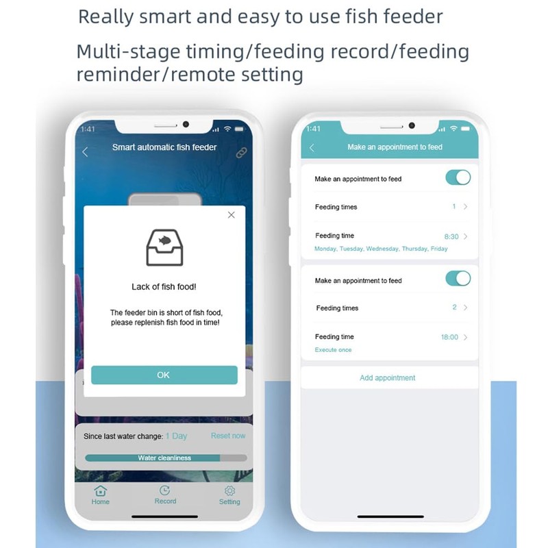 CHUSHEN Automatic Feeder, WiFi Intelligent Timing, 100ML Large Capacity, Goldfish