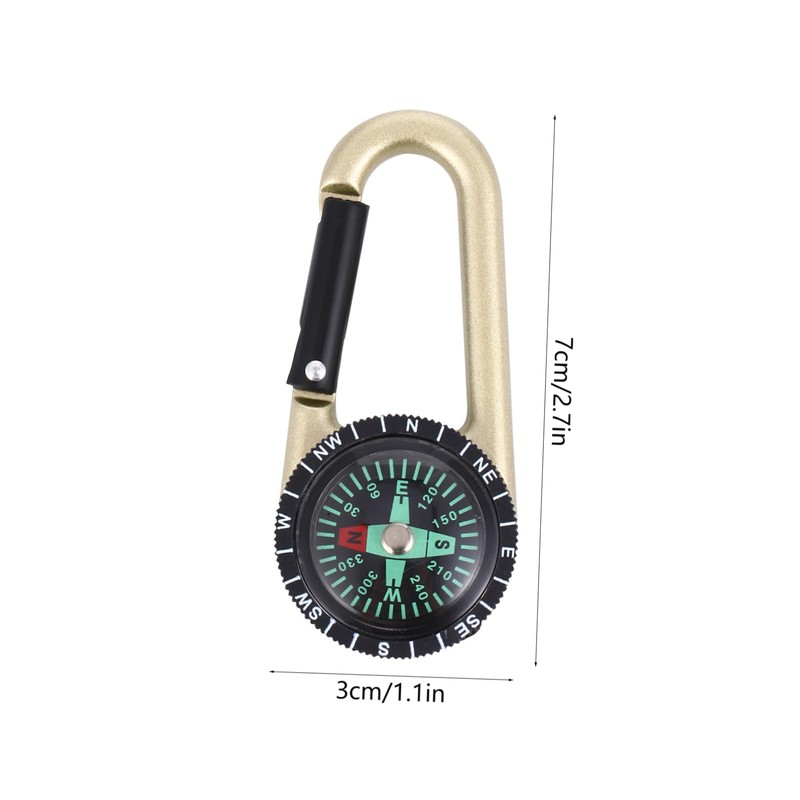 Gatuida 2pcs Multifunctional Compass Carabiner Graduated Zinc Alloy Keychain for