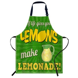 oFloral Lemon Apron, If Life Gives You Lemon Make Lemonade inspirational quote Apron Adjustable Bib Chef Aprons Cooking Apron Unisex Women Men Aprons Perfect for Home Kitchen, Baking, Gardening
