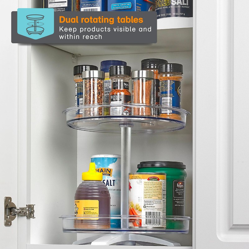 Polder 2-Tier Spinner Caddy, Kitchen and Bathroom Organization and Storage,