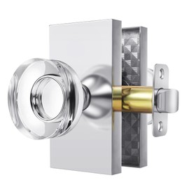 Newlaking Crystal Glass Passage Door Knob - Polished Chrome Interior Door Handle for Hall Closet Bedroom, Smooth Operation & Easy Installation, 1 Pack